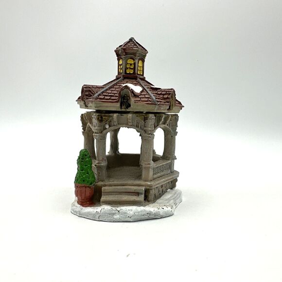 Cobblestone Corners Snow Coved Gazebo Christmas Village Figurine - Picture 1 of 8